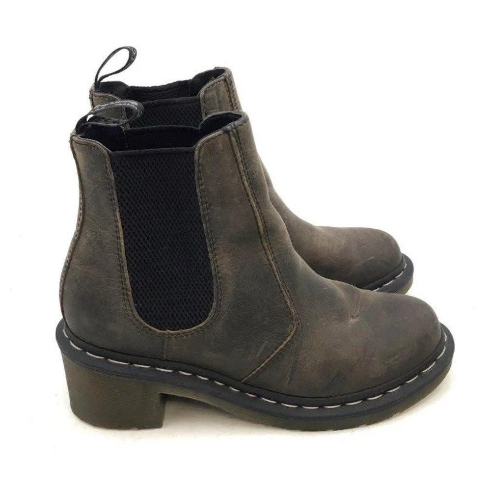 Dr. Martens Cadence Distressed Brown Leather Heeled Gothic Chelsea Boots Women 7 - Picture 6 of 15